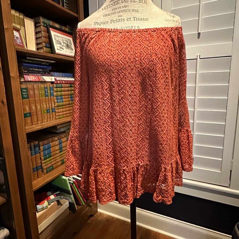Cupio Terracotta Lace Detail Top
